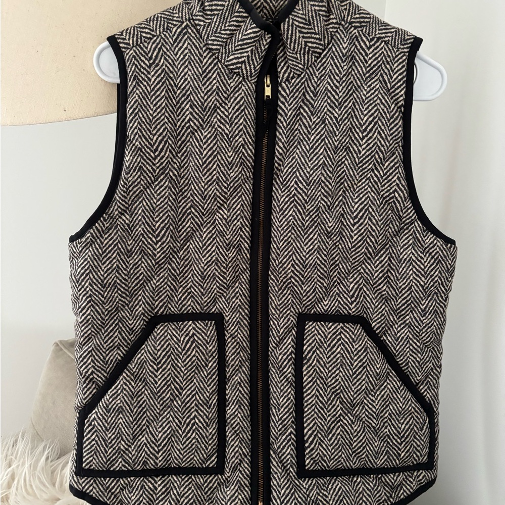 J. Crew Black and White Herringbone Vest